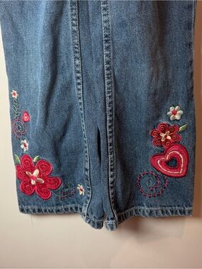 Circo Blue Denim Jeans with Floral & Heart Embroidery Girls Size 7